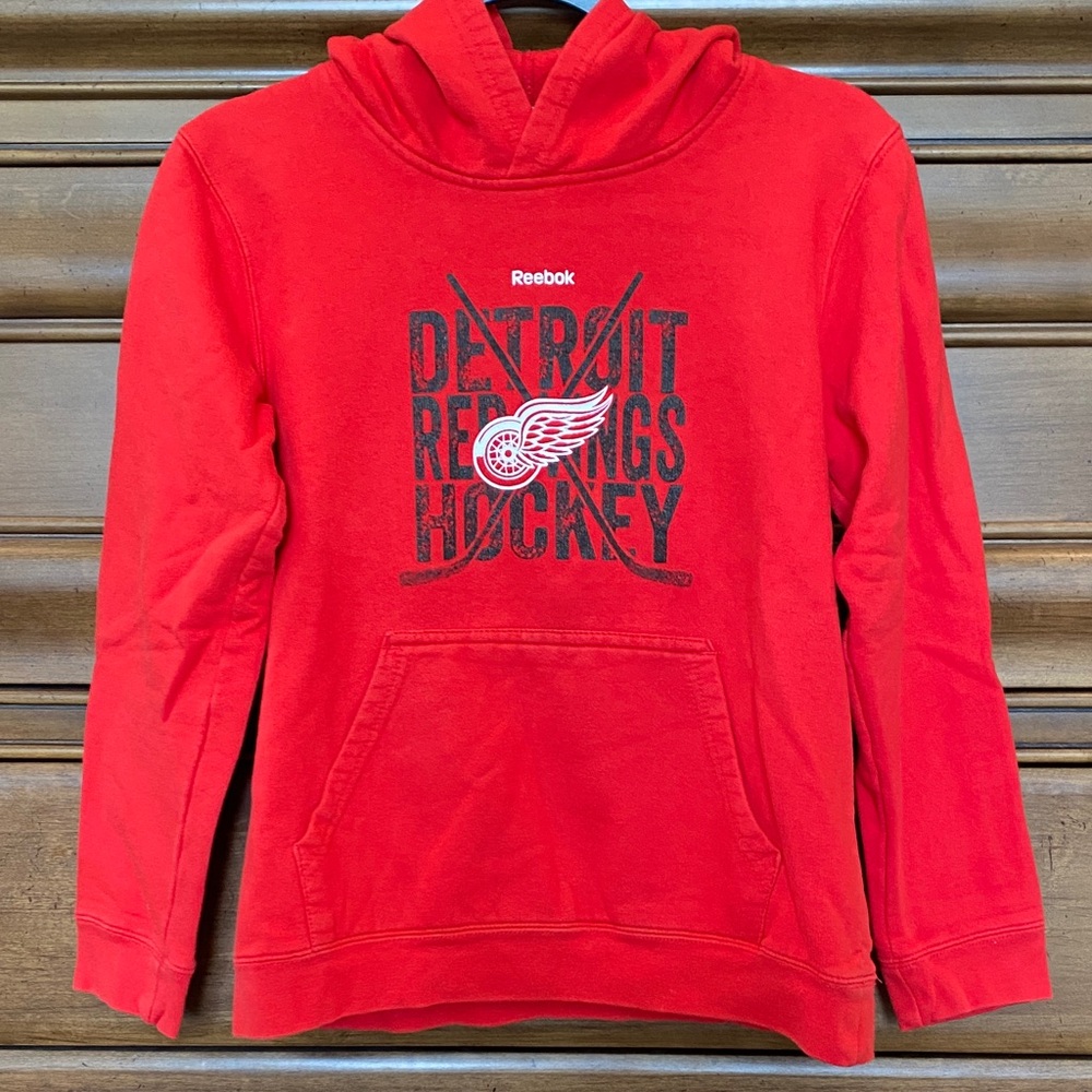Reebok Face Off Collection Detroit Red Wings Hockey Hoodie Large 14/16